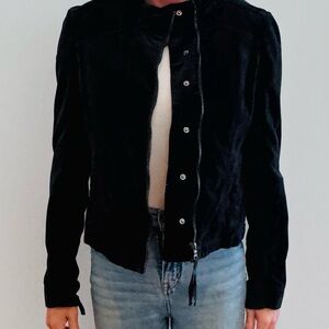 Marrakech Velvet Harlow Moto Jacket - Bkack - Size Small - Like New